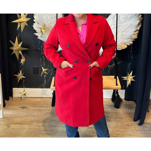 NEW COALITION LA double breasted coat in red - Picture 1 of 6